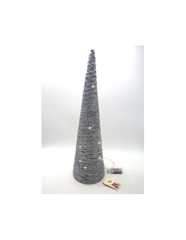 ALBERO CONO ARGENTATO 60X16CM CON LUCI LED su TreG Ingrosso