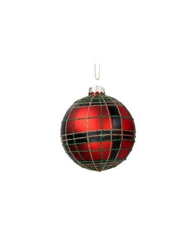 SFERA VETRO 8CM TARTAN ROSSO su TreG Ingrosso