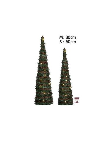 SET 2 ALBERI 34456 CONO VERDI 80/60CM CON LUCI