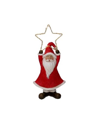 BABBO NATALE RESINA CON STELLA LED H21CM