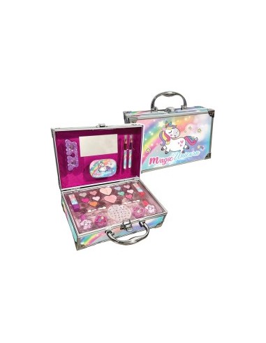 Magic Unicorn Case Make Up, Valigetta Porta Trucchi Unicorno, Set di Trucco Bambini, Specchio Incluso, Nice Group