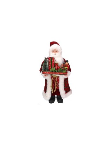 BABBO NATALE H45CM TESSUTO ROSSO CON PACCHI REGALO