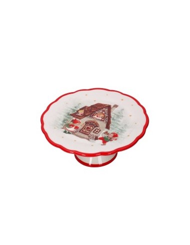 ALZATA CERAMICA ROSSO/BIANCO 22X10CM DECORO NATALIZIO