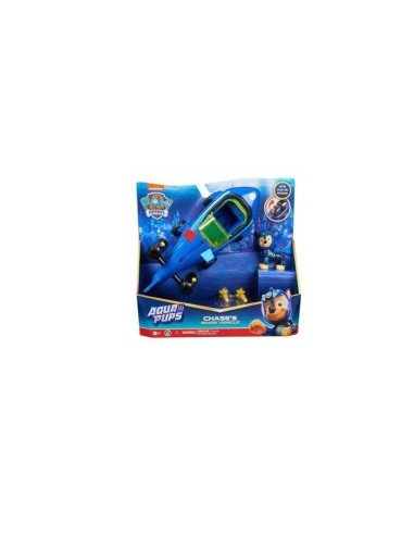 Paw Patrol, Veicolo Trasformabile Aqua Pups di Chase, Personaggio Inclusa, Giochi per Avventure Marine, 3+ Anni