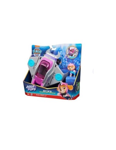 Paw Patrol, veicolo trasformabile Aqua Pups di Skye, personaggio Skye incluso, giochi per bambini 3 anni, avventure marine