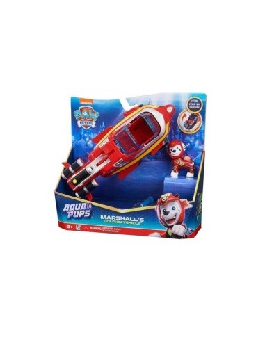 Paw Patrol, Veicolo Trasformabile Aqua Pups di Marshall con Personaggio incluso, Giochi per Bambini e Bambine, 3+ Anni