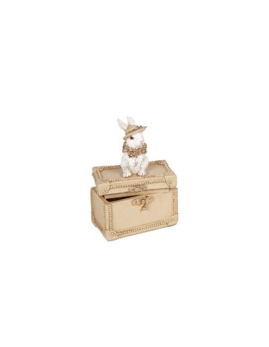 SCATOLA 137216 BEIGE CONIGLIO 12X7X16CM RESINA