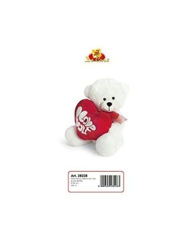 ORSO 28228 PELUCHE SEDUTO 50CM BIANCO C/CUORE