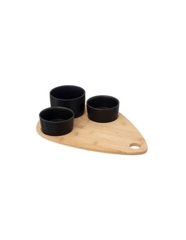 SET APERITIVO 196388B 3 CIOTOLE CON SUPPORTO BAMBOO