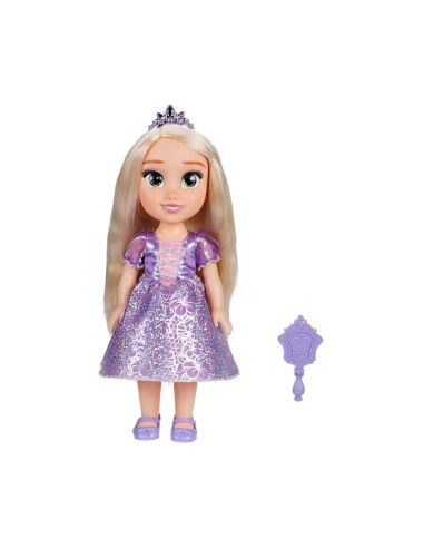 Disney Princess bambola 38 cm Rapunzel, abiti glitterati, tiara scintillante, scarpette coordinate, occhi brillanti