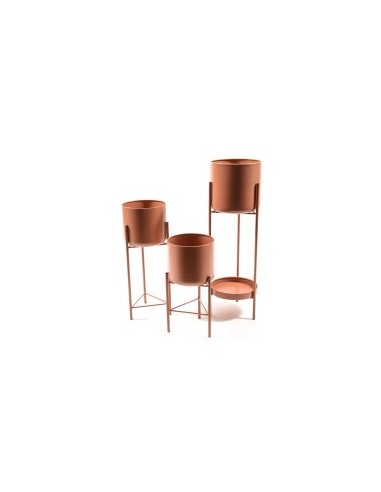 SET 3 ALZATE PORTAVASO 12092 TERRACOTTA METALLO H60/45/35CM