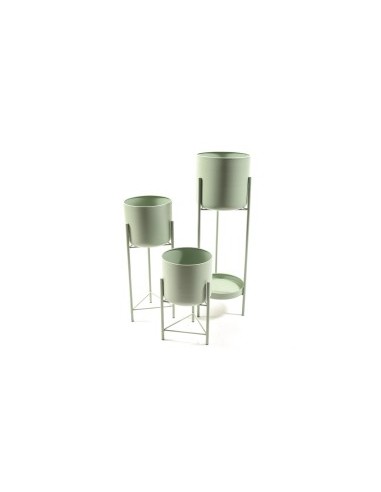 SET 3 ALZATE PORTAVASO 12108 VERDE MENTA METALLO H60/45/35CM