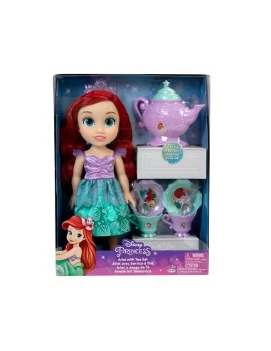 "Disney Princess Ariel 35 cm con Tea Set, Bambola Principessa Ariel, Giocattolo con Servizio da Tè, Set Completo"