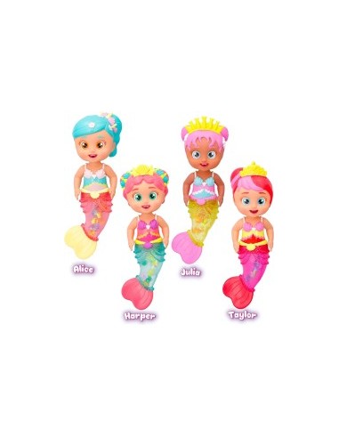 Bloopies Shimmer Mermaids, bambole sirene assortite, ciondoli scintillanti, spruzzano acqua, giocattolo per bambini 18 mesi+