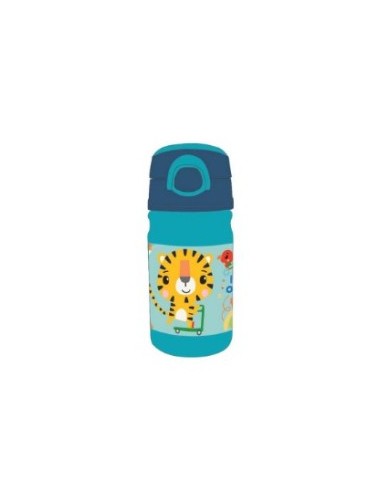 "Bottiglia Tiger Fisher-Price 350 ML, Borraccia per Bambini con Cannuccia, PVC Durevole e Sicuro, Design Allegro di Tigre