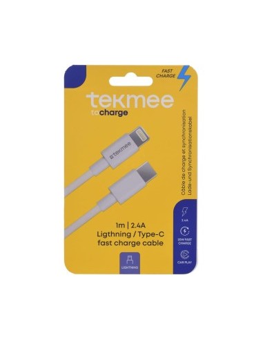 Tekmee Cavo USB 1 metro da Type C a Lightning per iPhone, Ricarica rapida da 2.4A MAX 20W