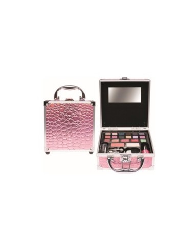 MINI BEAUTY CASE CASUELLE COCCODRILLO ROSA 17X15X7CM