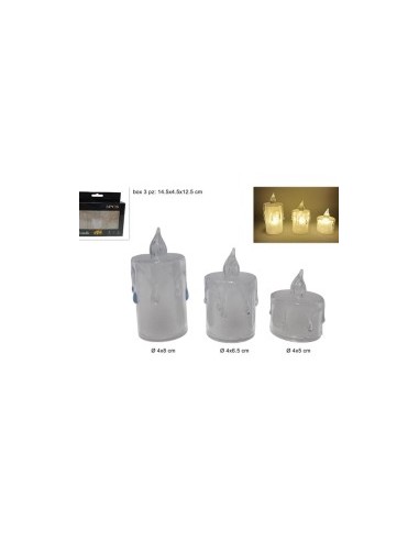 SET 3 CANDELE 225418 LUCE LED BIANCO CALDO