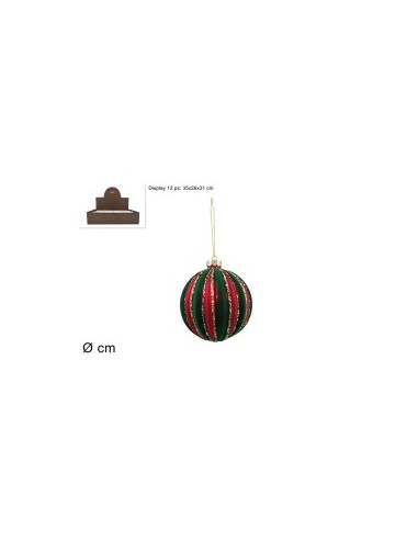 SFERA 256504 VETRO 8CM ROSSA VELLUTO VERDE