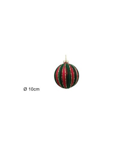 SFERA 256511 VETRO 10CM ROSSA VELLUTO VERDE