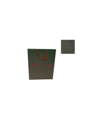 BUSTA REGALO 276687 VERDE 42X30X12CM BORCHIE ROSSE