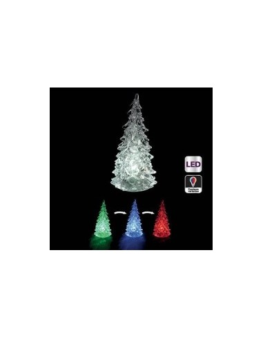 Albero di Natale con Luce LED, 6x6x14 cm, Acrilico, Decorazione Natalizia