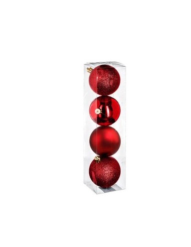 CONF 4 SFERE 129243RG PLASTICA 8CM ROSSO ASSORTITO