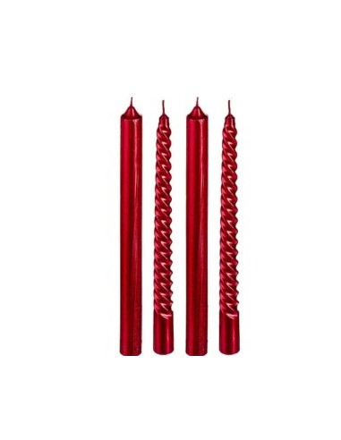 CONF 4 CANDELE 129849RG STELO H25CM ROSSO