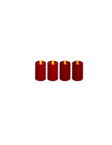 CONF 4 CANDELE 162680A ROSSE 4X7,5CM LUCE LED