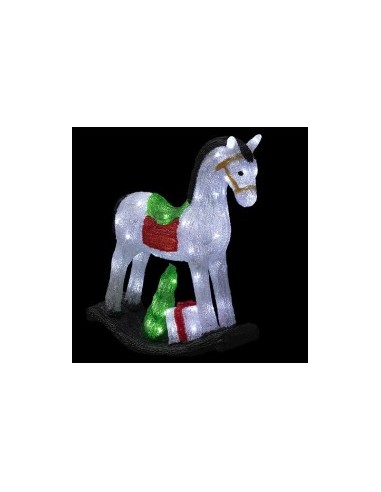 Cavallo a Dondolo di Natale da Esterno con 70 Luci LED, 50 cm, Decorazione Natalizia Luminosa