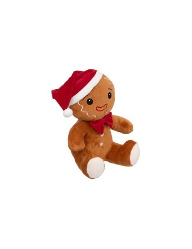 Peluche di Natale Pan di Zenzero H25 cm con Cappello, Morbido e Adorabile, Perfetto per Decorazioni e Regali