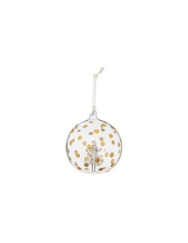 Sfera di Natale in Vetro, 8 cm, Decorazione Dorata, Elegante Ornaments, Decorazione Albero di Natale