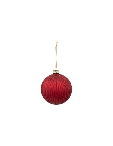 Sfera di Natale in Vetro, 10 cm, Glitter Rosso,  Elegante Decorazione per Albero di Natale