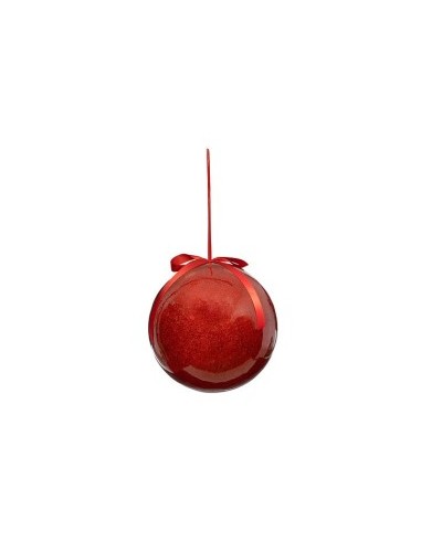 Sfera di Natale Polistirene Rosso Glitter, 25 cm, Pallina di Carta Brillante, Addobbo per Albero