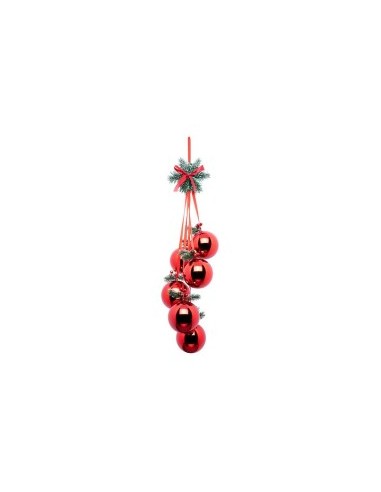 Pendente di Natale con 6 Sfere Rosse, Decorazione Festiva H70cm, Accessorio Natalizio per Interni, Addobbo di Natale