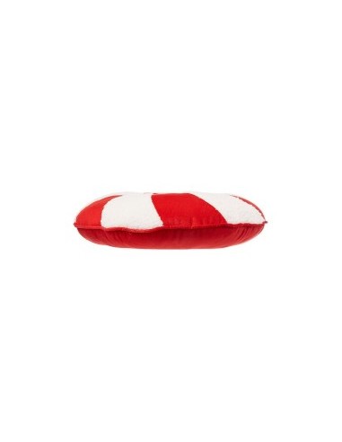 Cuscino di Natale Bonbon Candy D40cm, Decorazione Natalizia Bianco/Rosso, Cuscino Colorato