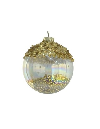 SFERA VETRO D10CM PAILLETTES ORO