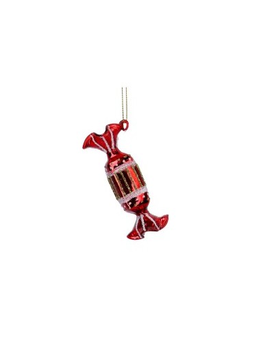 PENDENTE CARAMELLA 3,6X9CM VETRO ROSSO