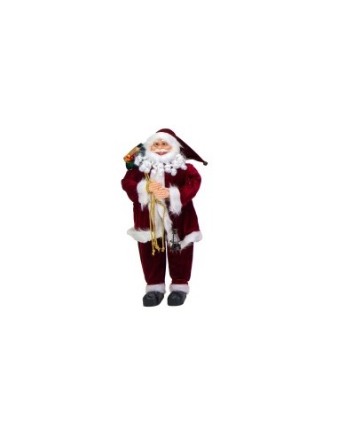 BABBO NATALE CON LANTERNA H90CM TESSUTO ROSSO