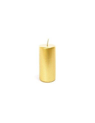 Candela Pillar Lucida Oro 15x5 cm di Natale - La Magia di Natale a casa tua