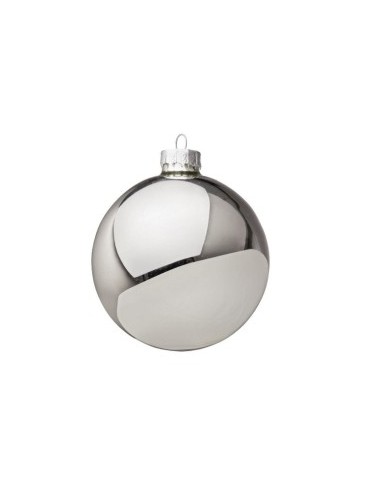 Sfera di Natale in Vetro Argento Lucido 8cm, La Magia di Natale per Decorazioni Eleganti