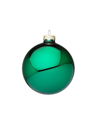 Sfera di Natale in Vetro Verde Smeraldo Lucido Ø10cm, La Magia di Natale per le Tue Decorazioni Festive