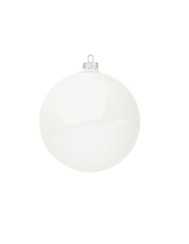 Sfera di Natale in Vetro 15cm Bianco Lucido, la Magia di Natale per Decorazioni Eleganti