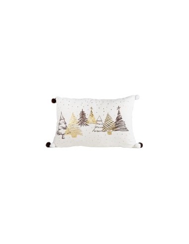 CUSCINO 139435 DEC ALBERI 40X60 VELLUTO AVORIO CON POM-POM