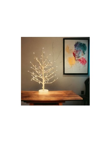 Albero Ramo Tiglio Bianco 45cm con 108 MicroLED FlashLED, Base in Metallo, Rami Modellabili, IP44