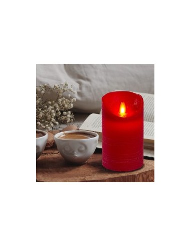 Candela Rossa RT-R Moving Flame 12,5cm, Effetto Fiamma in Movimento, Timer e Telecomando Compatibile