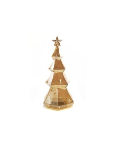 Albero di Natale in Vetro Oro 15x31CM con Luci - La Magia di Natale illumina la tua casa