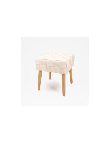 POUF 13730025 CREMA 41X41X45CM VELLUTO INTRECCIO