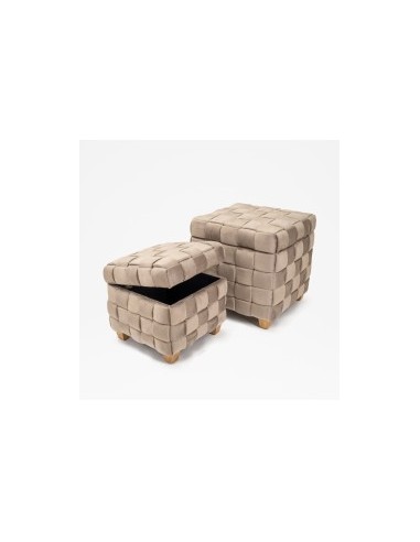 POUF 13730042 1 MIS FANGO 35X35CM VELLUTO INTRECCIO