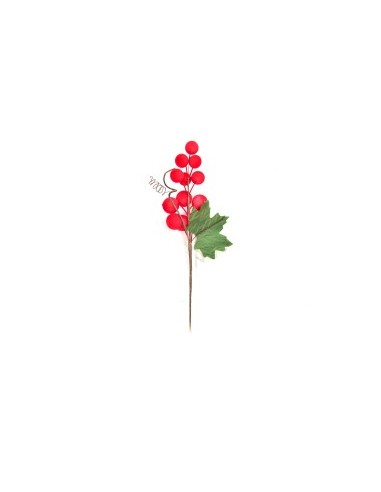 Pick Bacche Rosse Floccate 27 cm di Natale - La Magia di Natale a casa tua